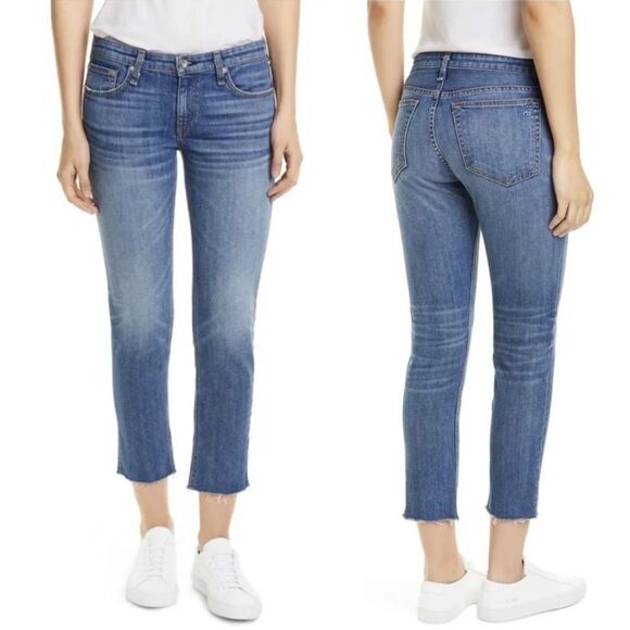 RAG & BONE Dre Low Rise Ankle Slim Boyfriend Jeans in Balboa Wash Size 27 - Picture 1 of 9